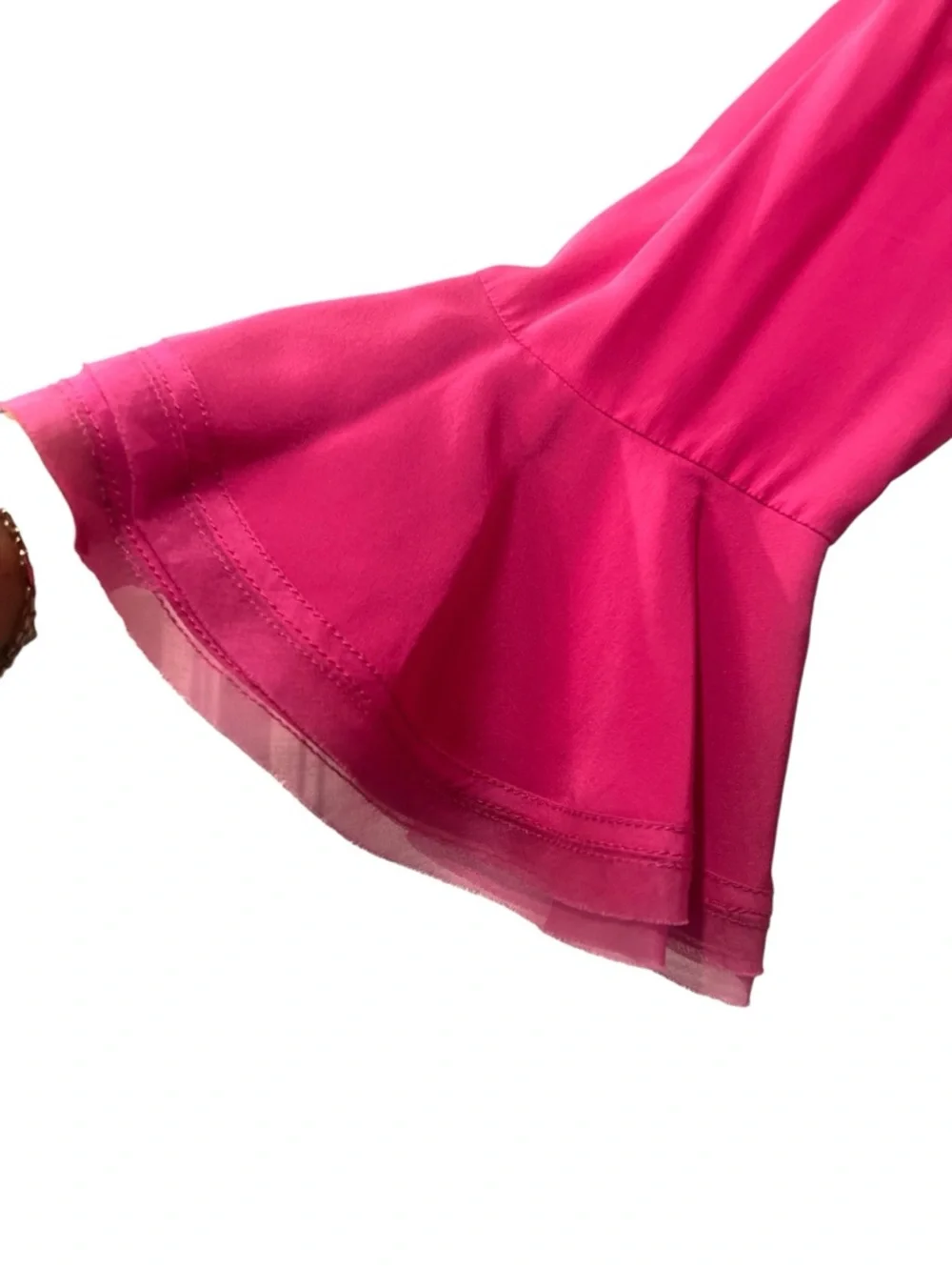 Tory Burch Fuchsia Silk Bell Sleeve Blouse Top Size 14 Luxe Feminine